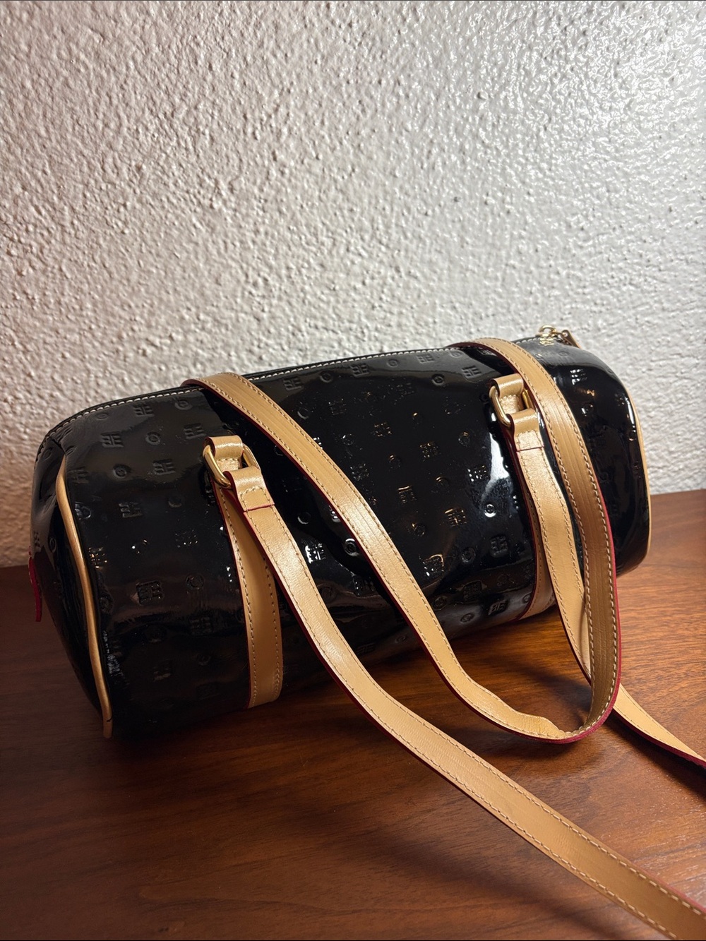 Arcadia Italian Black Genuine PATENT LEATHER Speedy Satchel